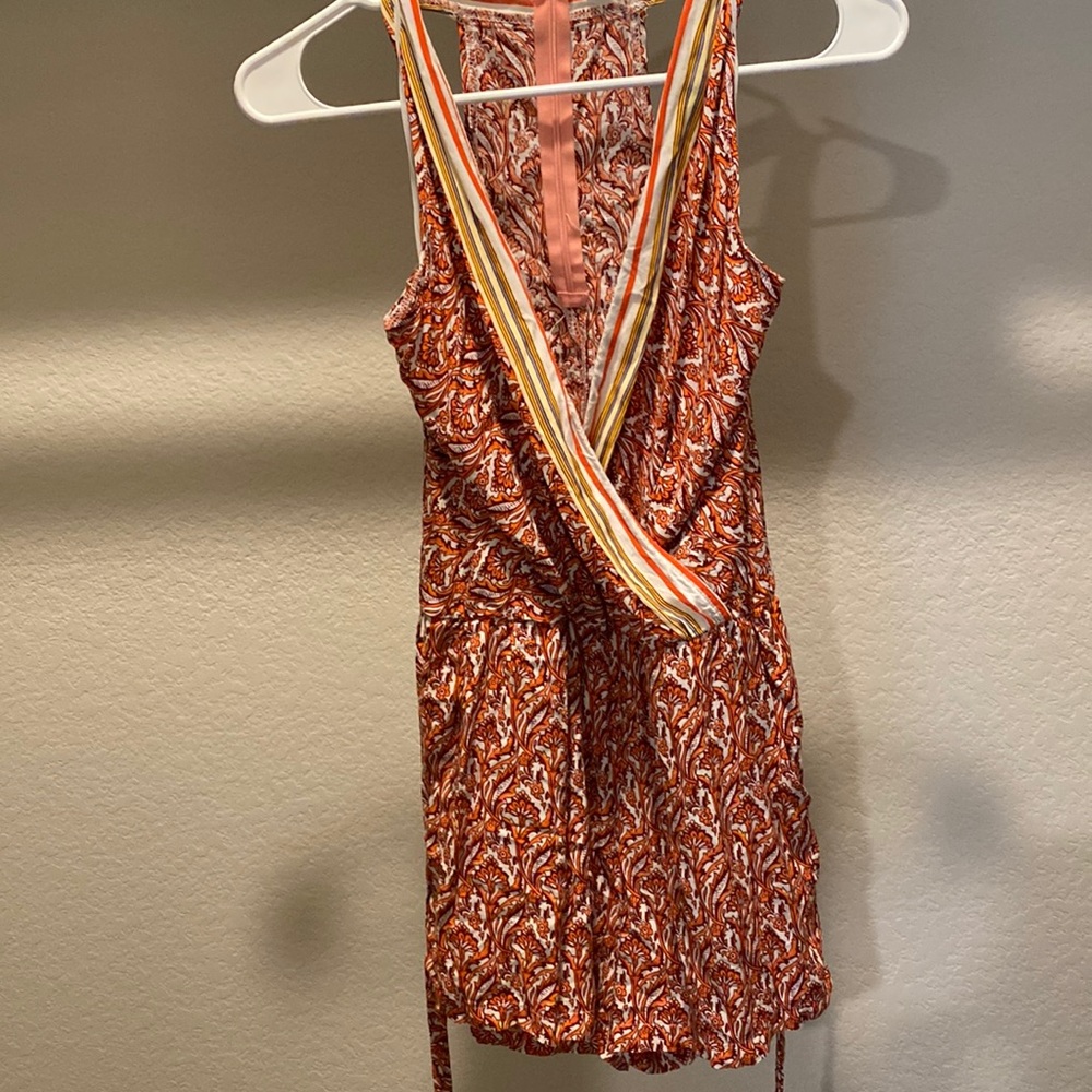 Patterned Surplice/ Tie Waist Boutique Romper